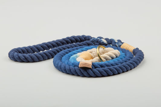 Luxury blue Ombre rope dog clip lead and dog slip lead