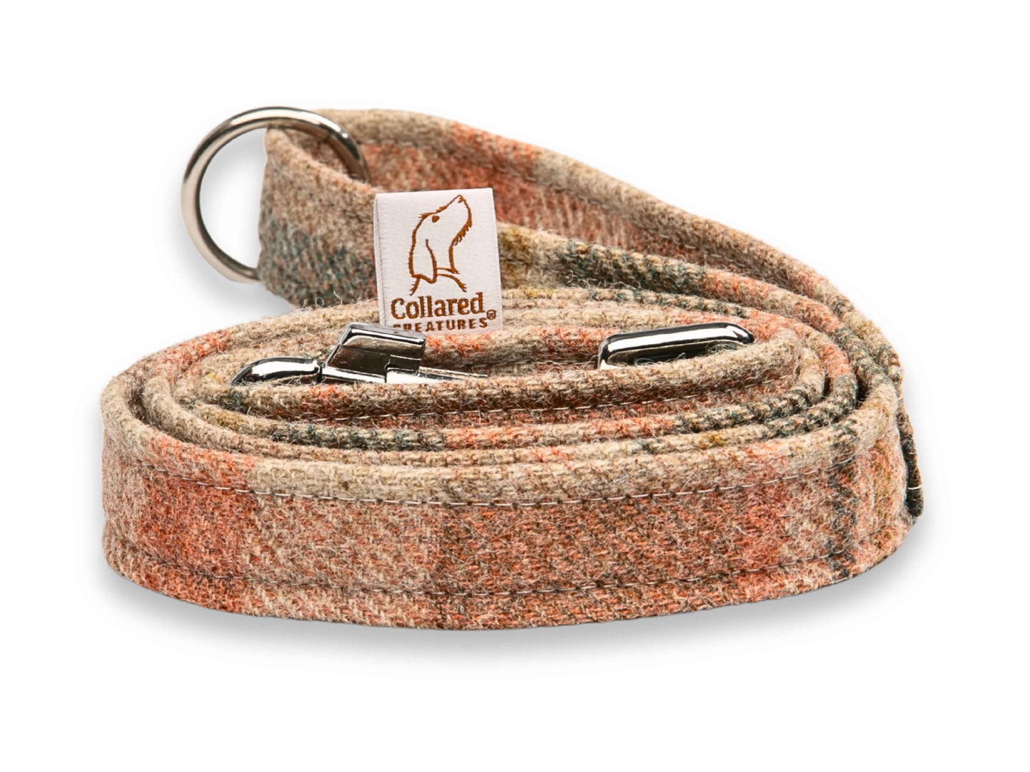Collared Creatures Abraham Moon Glen Coe Terracotta Luxury Dog Lead. Bespoke Handmade Heritage Dog Lead. Made in Britain.