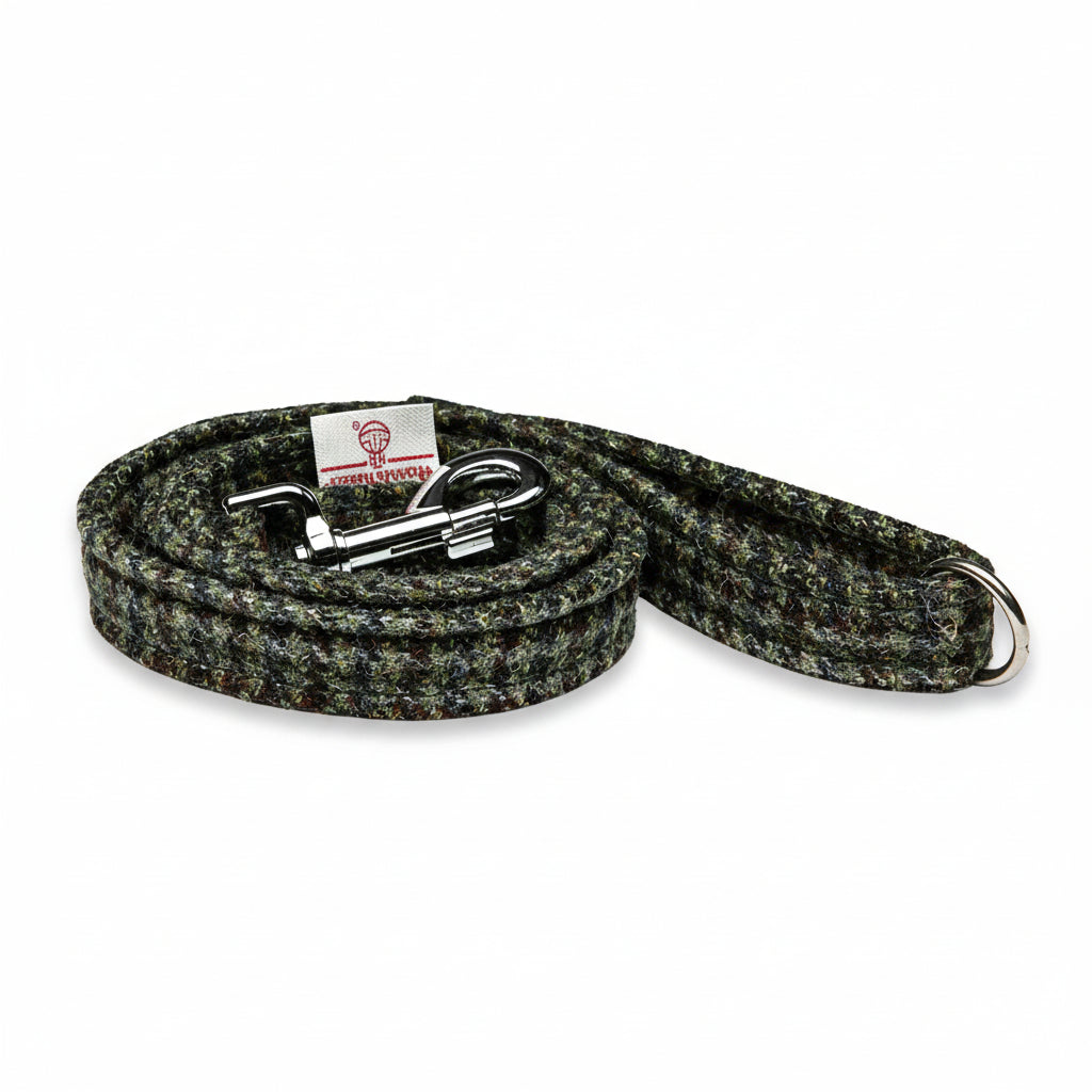 Collared Creatures Autumn Houndstooth Harris Tweed Luxury Dog Lead. Handmade in the UK. Durable & Stylish. Heritage Design.