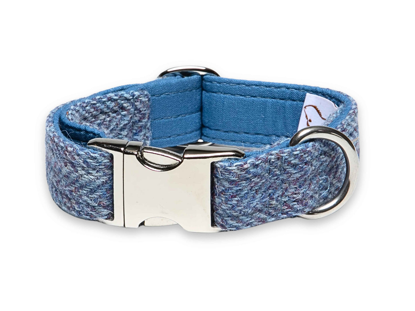 Blue Herringbone Luxury Harris Tweed Dog Collar by Collared Creatures - Luxury Handmade Harris Tweed Dog Collar, Durable & Stylish, Available in Multiple Sizes