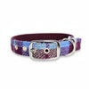 Burgundy & Blue Check - Buckle Fastening Luxury Harris Tweed Dog Collar