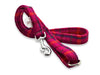 Cerise Check Luxury Harris Tweed Dog Lead