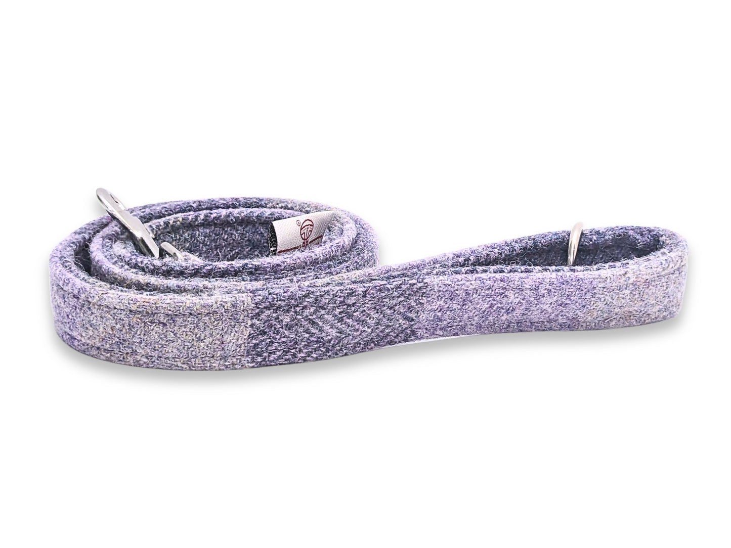 Lavender Block Check Luxury Harris Tweed Dog Lead - Handmade in the UK by Collared Creatures. Vibrant and Stylish Purple Lavender Harris Tweed Dog Lead. Pair With a Matching Harris Tweed Dog Collar.