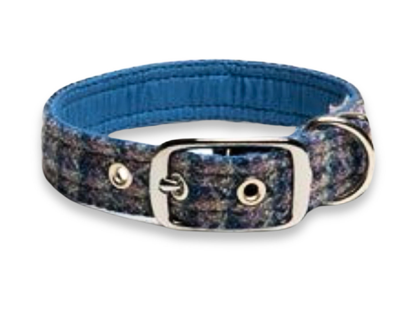 Lilac & Blue Small Check Luxury Harris Tweed Dog Collar by Collared Creatures - Genuine Harris Tweed Dog Collar UK, Durable & Stylish, Available in Small, Medium, Large and Extra Large
