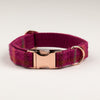Cerise Check Luxury Harris Tweed Dog Collar