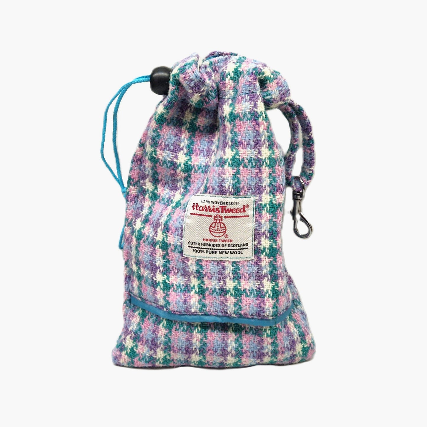 Wisteria Houndstooth Harris Tweed Treat Bag With Built-In Poop Bag Dispenser