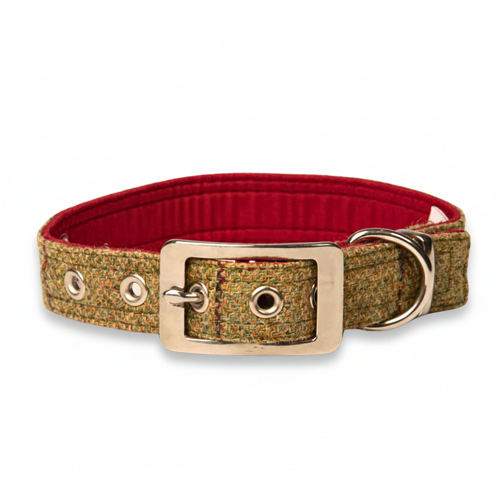 Traditional Yorkshire Tweed Dog Collar by Collared Creatures - Luxury Handmade Yorkshire Tweed Buckle Dog Collar, Made in Yorkshire, Hard Wearing & Stylish, Available in Multiple Sizes, Machine Washable