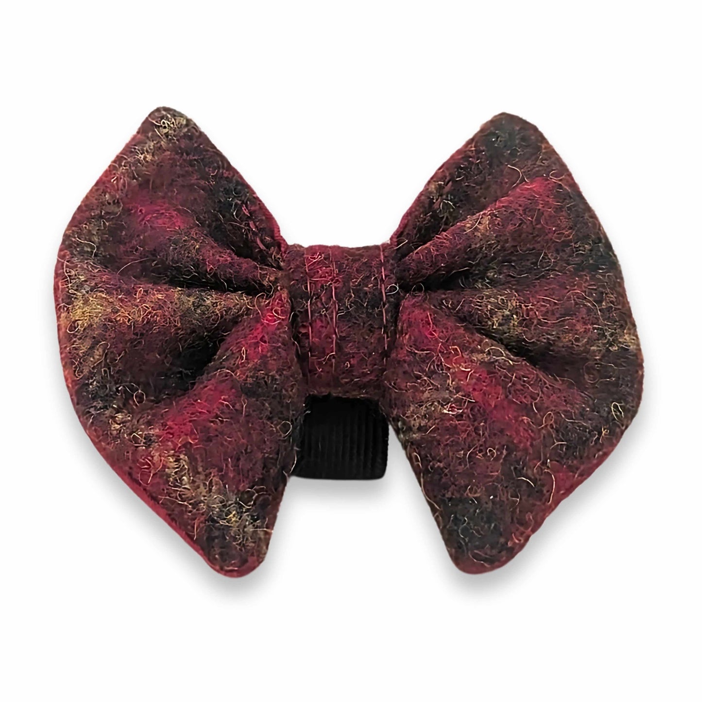 Abraham Moon Balmoral Claret Red luxuriöse Harris Tweed Hundefliege - handgefertigt und passt an jedes Halsband