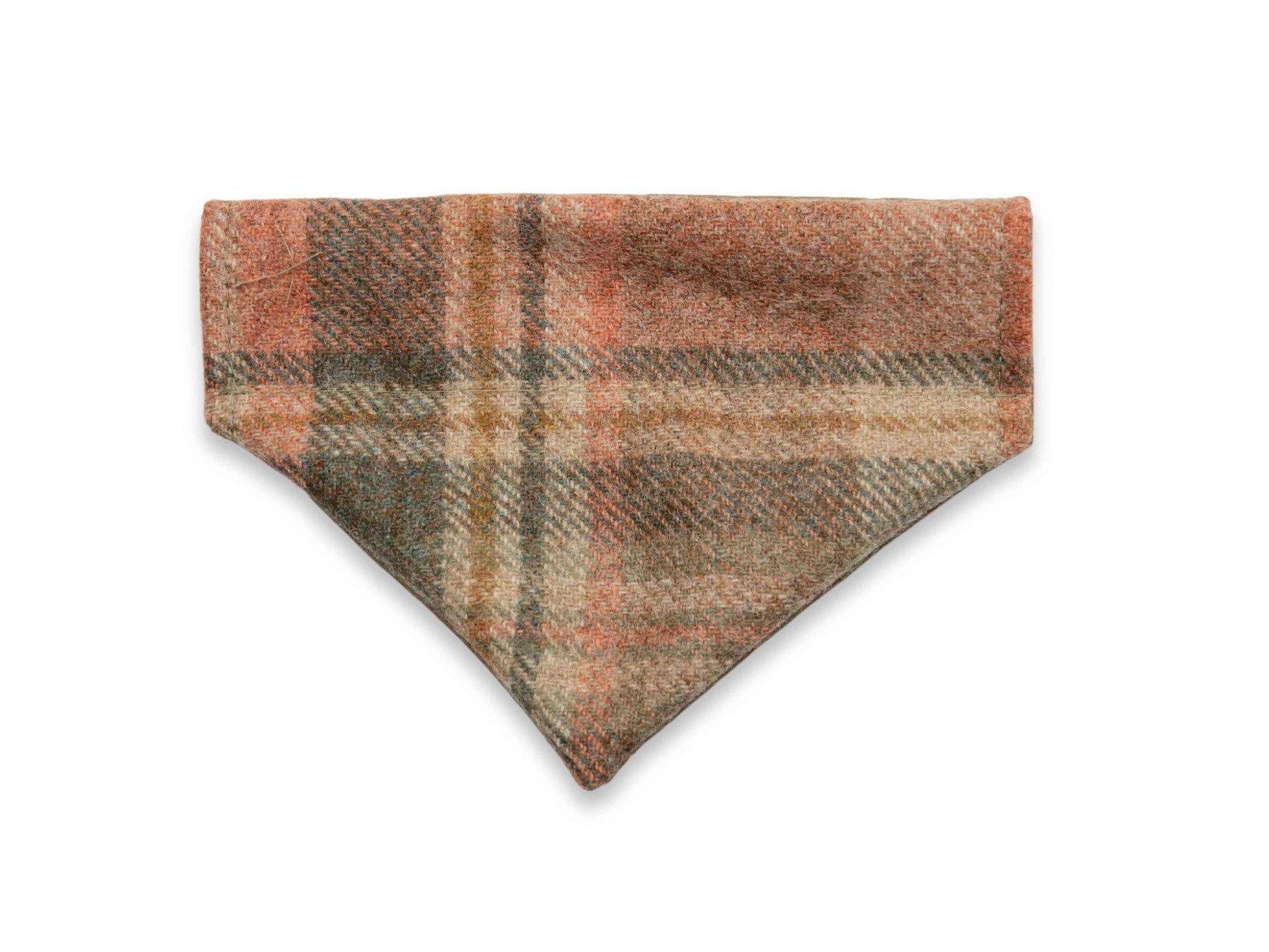 Terracotta wool fabric dog bandana handmade in the UK