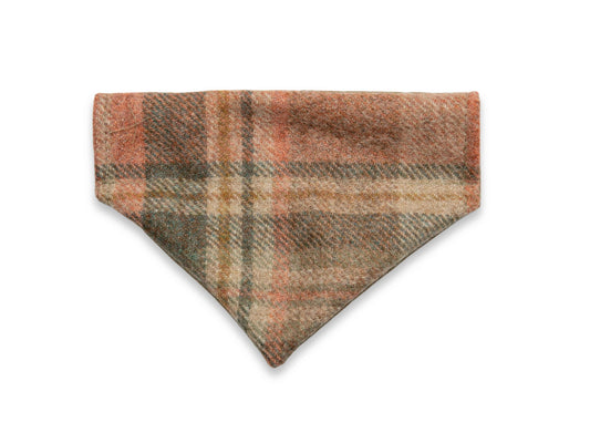 Terracotta wool fabric dog bandana handmade in the UK