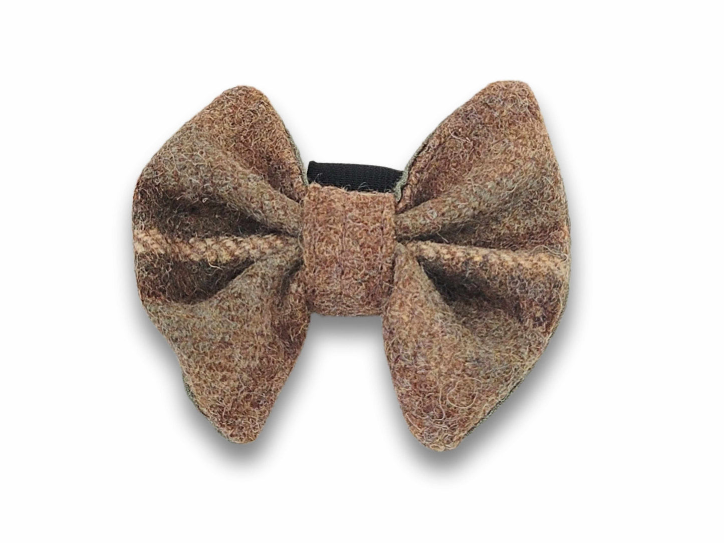 Abraham Moon Ingleton Natural Harris Tweed dog bow tie – handmade and easy to slide onto any collar