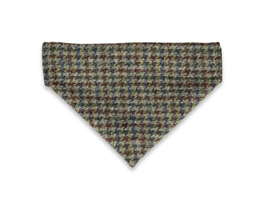 Autumn houndstooth tweed dog bandana with collar slide design