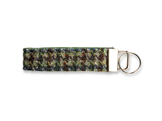 Autumn houndstooth Harris Tweed keyring