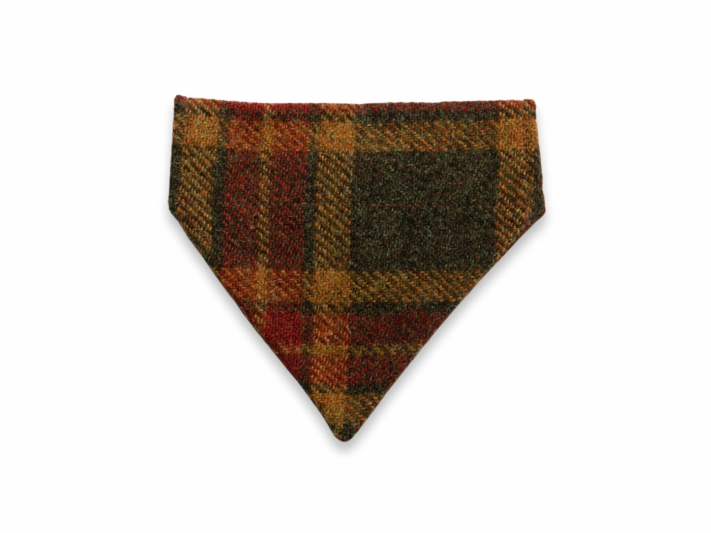 Autumnal check Harris Tweed dog bandana with collar slide