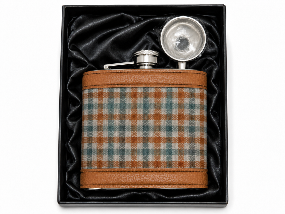 Abraham Moon Bibury Eau De Nil Wool Hip Flask Gift Set