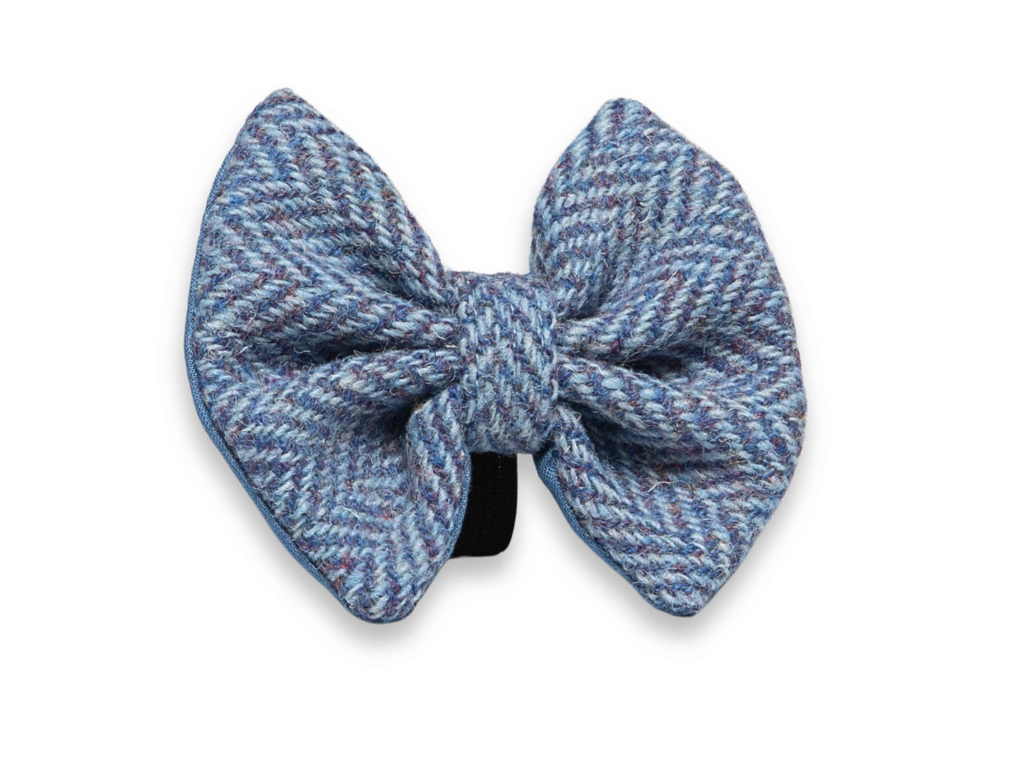 Blue herringbone Harris Tweed dog bow tie – handmade and fits all standard dog collars with ease