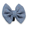 Blaue Herringbone Luxus Harris Tweed Hundefliege
