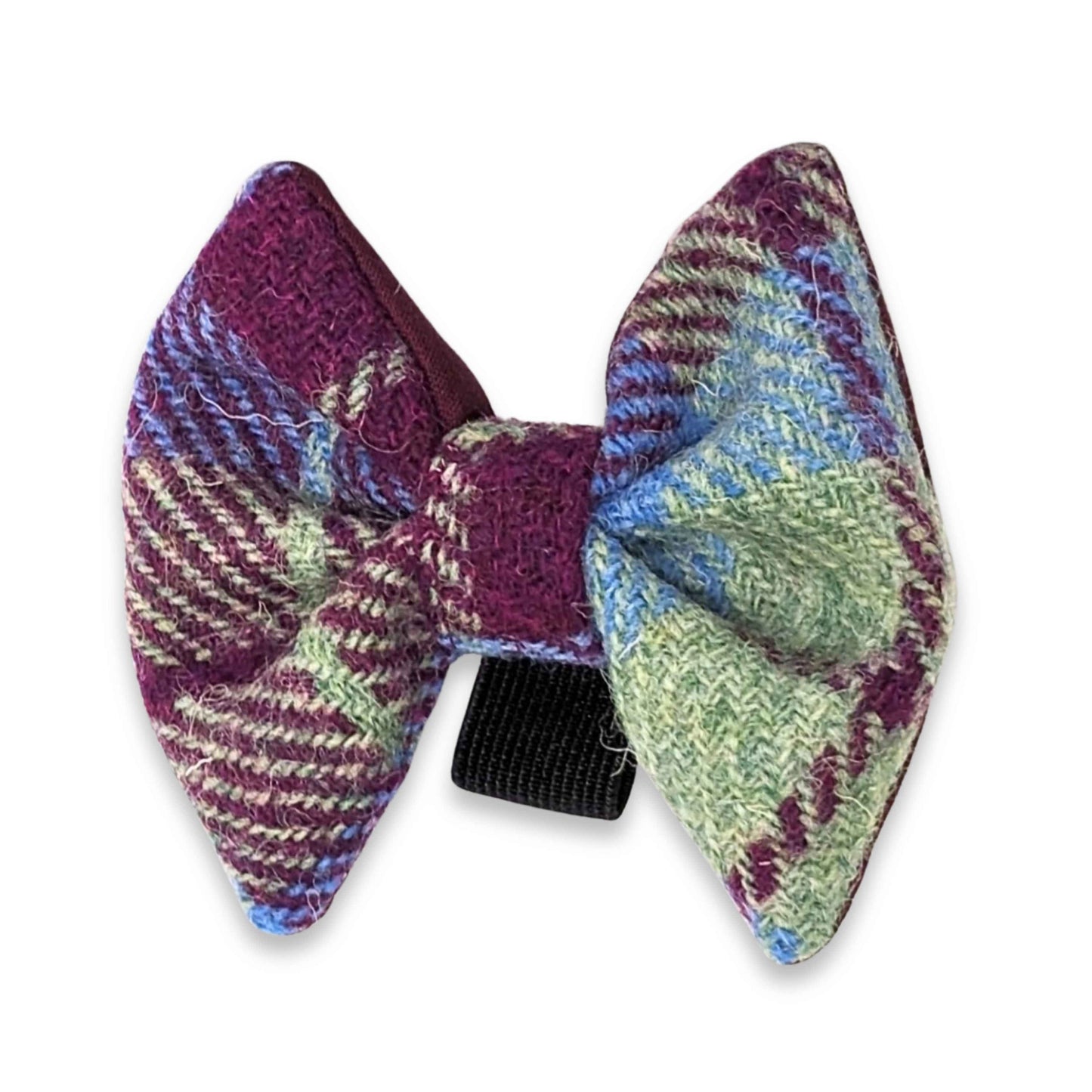 Burgunderrot und blau karierte Harris Tweed Hundefliege - handgefertigt und ideal für besondere Anlässe oder elegante Alltagskleidung