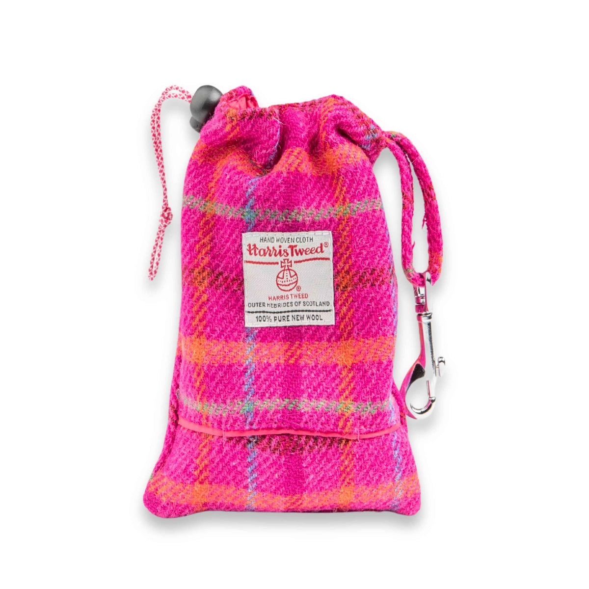 Harris Tweed Leckerli-Tasche in Cerise mit integriertem Kotbeutelspender