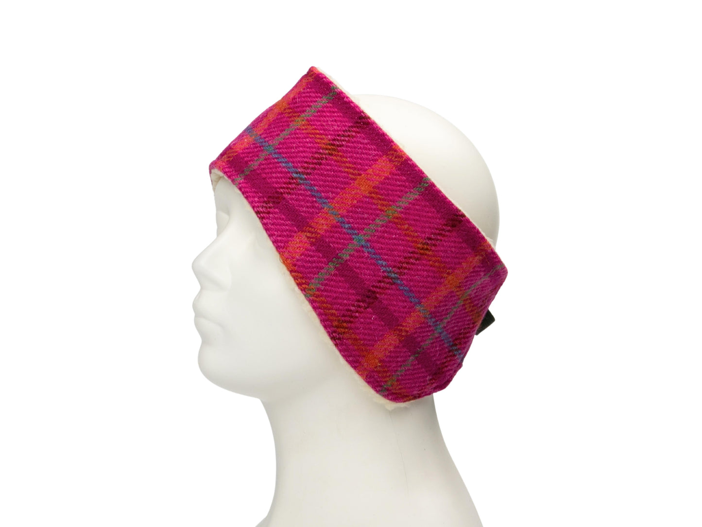 Cerise check Harris Tweed ladies headband