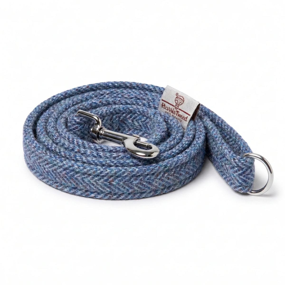 Hundeleine „Harris Tweed“ für Hunde mit Halsband in Blau mit Fischgrätenmuster