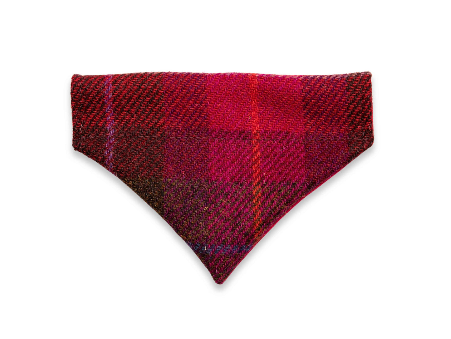 Deep fuchsia check Harris Tweed dog bandana