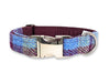 Extra Wide 38mm - Burgundy and Blue Check Harris Tweed Dog Collar
