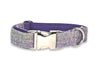 Extra Wide 38mm - Lavender Block Check Harris Tweed Dog Collar