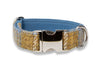 Extra Wide 38mm - Mustard & Blue Check Harris Tweed Dog Collar