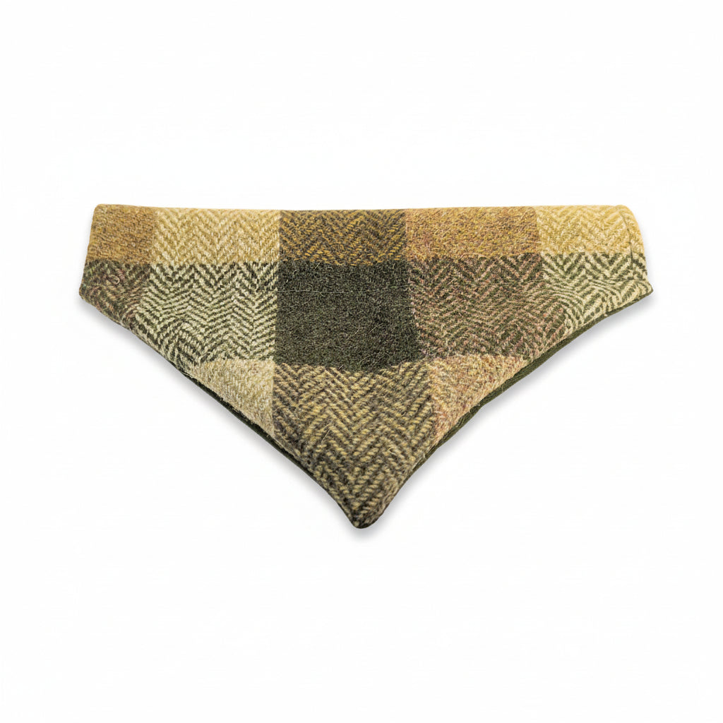 Bandana pour chien à chevrons verts Harris Tweed