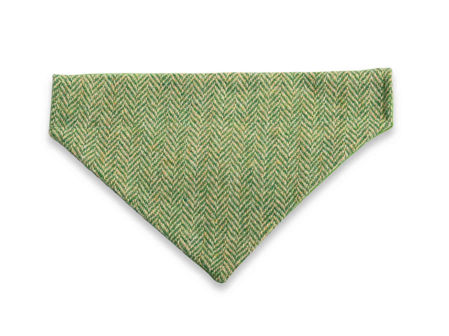 Green herringbone Harris Tweed dog bandana