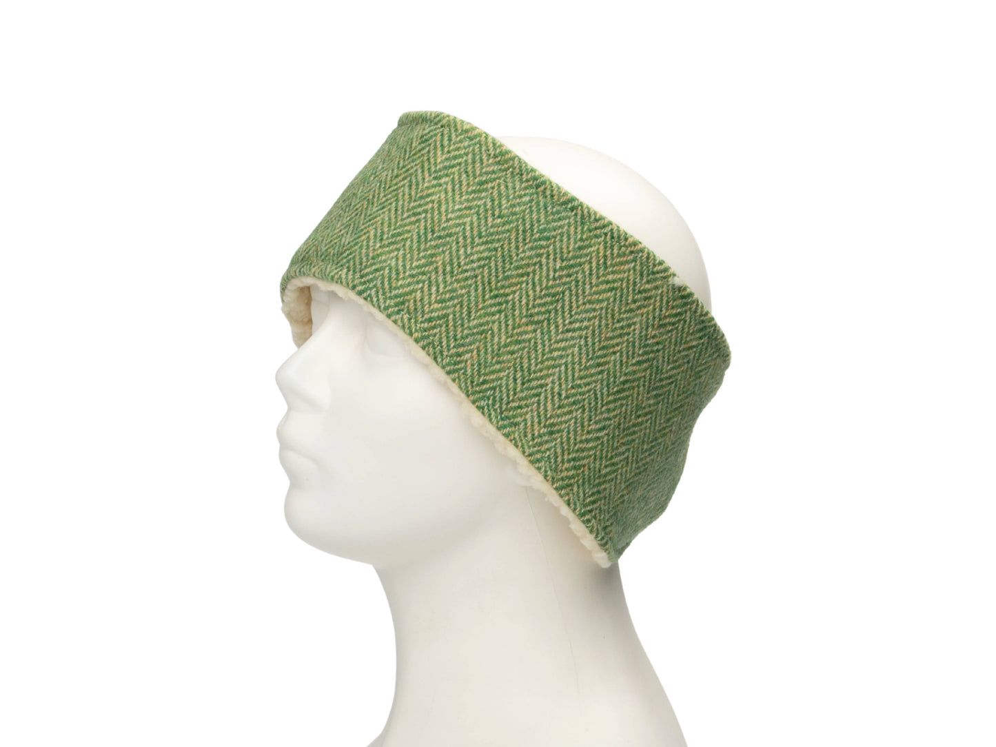 Green herringbone Harris Tweed ladies headband