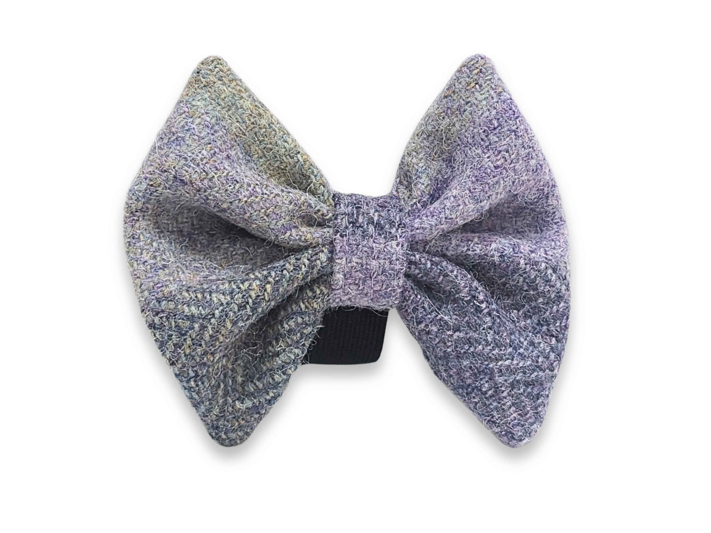 Lavender block check Harris Tweed dog bow tie – handmade and collar-ready in soft purple tones