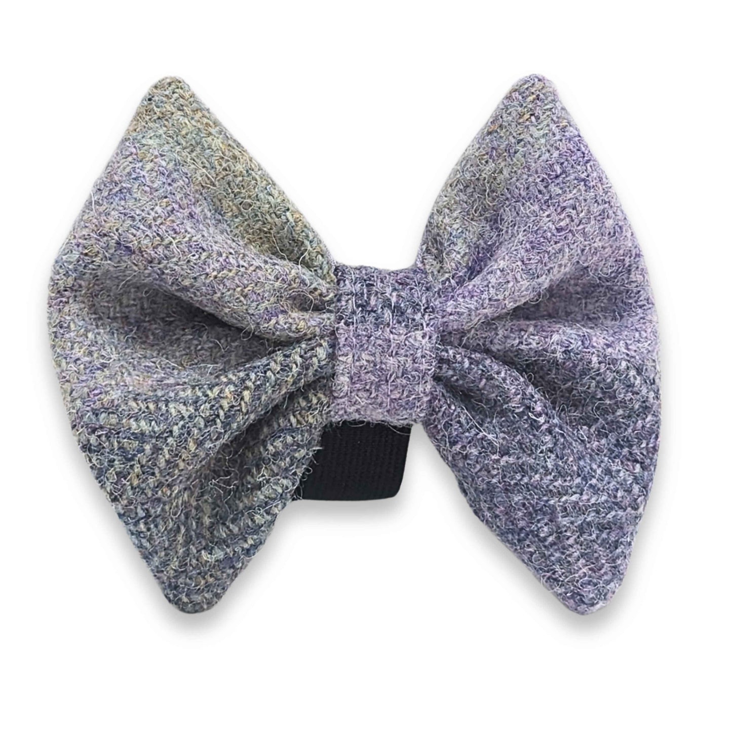 Harris Tweed-Hundefliege mit Lavendelkaro - handgefertigt und kragenfertig in sanften Lila-Tönen
