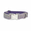 Lavender Block Check Harris Tweed Dog Collar