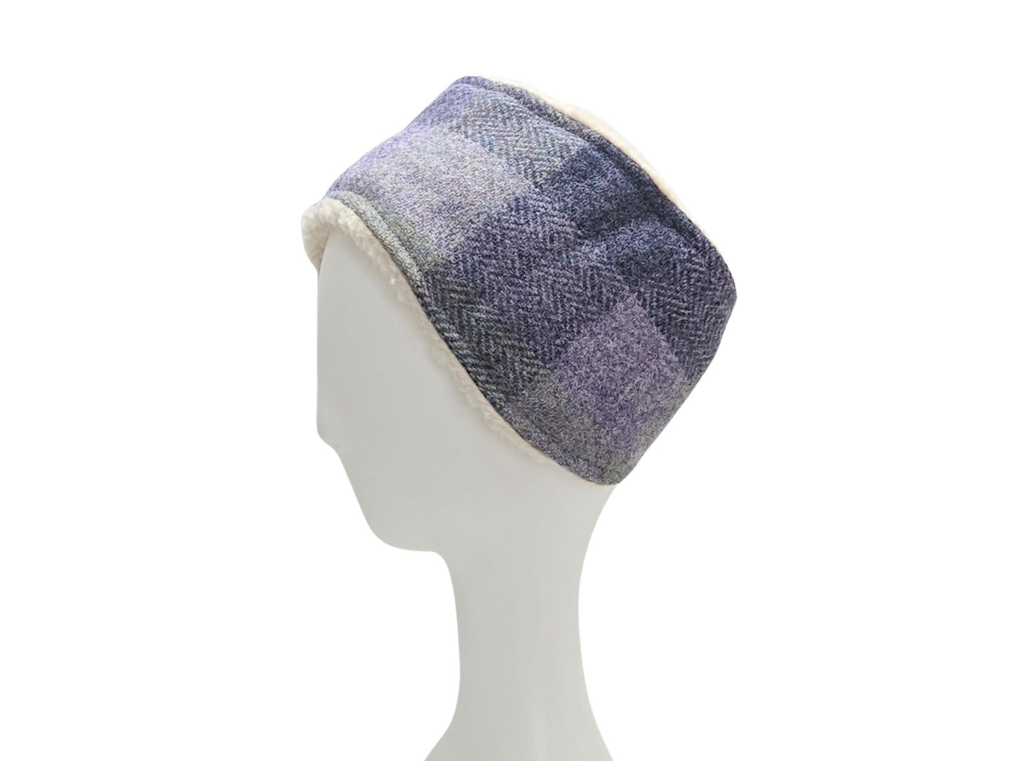 Lavender block check Harris Tweed ladies headband