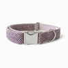 Flieder & Blau Fischgrätenmuster Luxus Harris Tweed Hundehalsband