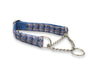 Lilac & Blue small check - Martingale / Half Choke Luxury Dog Collar