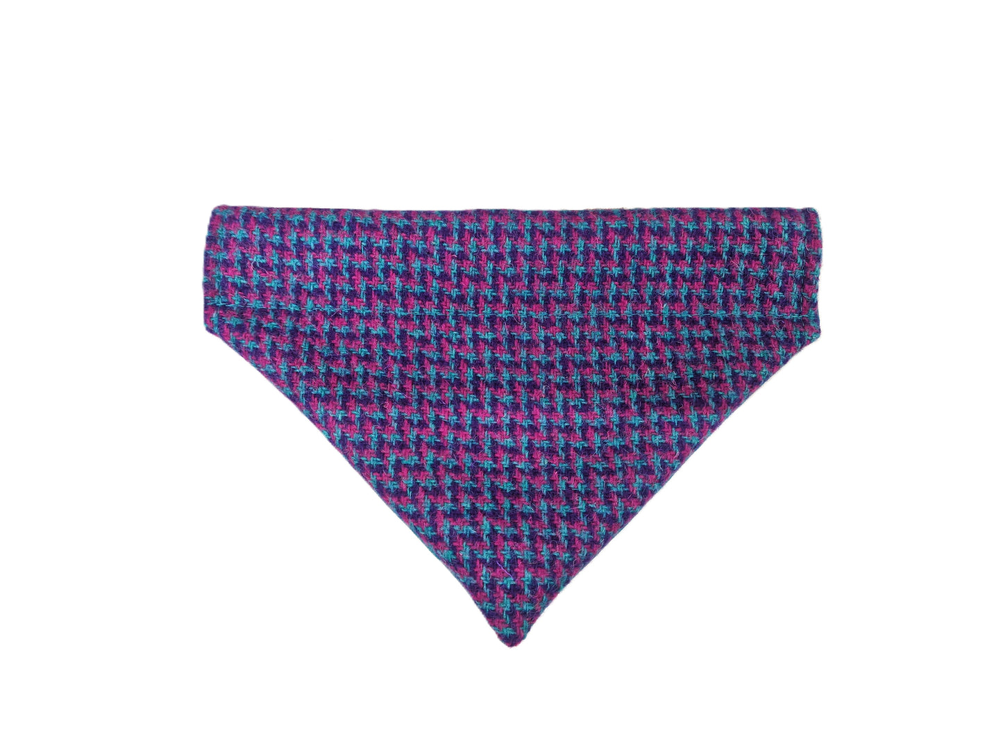 Magenta, Violet & Teal Houndstooth Luxury Harris Tweed Dog Collar