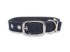 Midnight Blue Herringbone - Buckle Fastening Luxury Harris Tweed Dog Collar