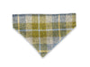 Mustard & Blue Check Luxury Harris Tweed Dog Bandana