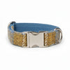 Mustard & Blue Check Luxury Harris Tweed Dog Collar