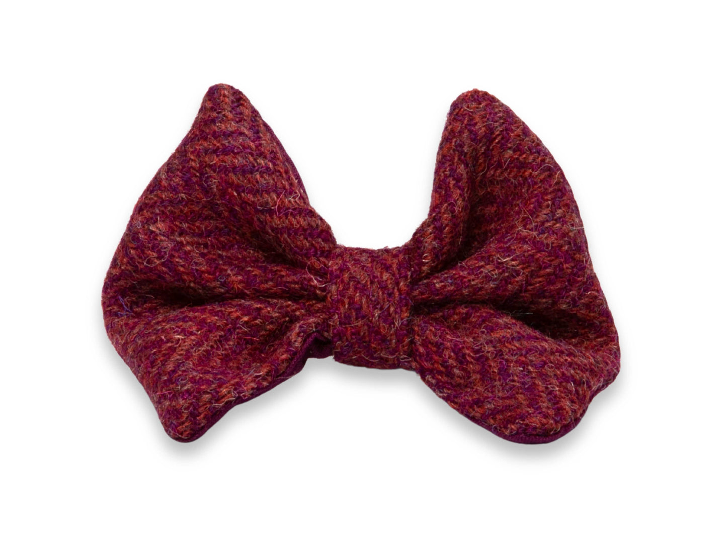 Raspberry and coral herringbone Harris Tweed dog bow tie – handmade and eye-catching