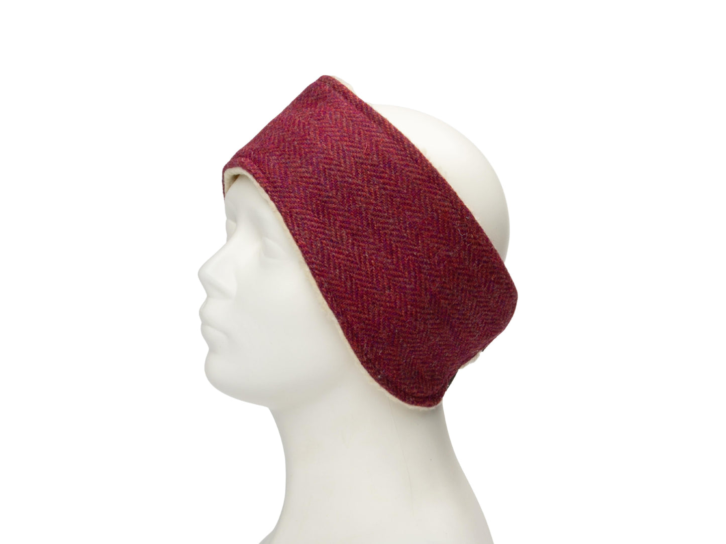 Raspberry and coral herringbone Harris Tweed headband