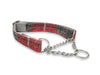 Red & Grey Check - Martingale / Half Choke Luxury Dog Collar
