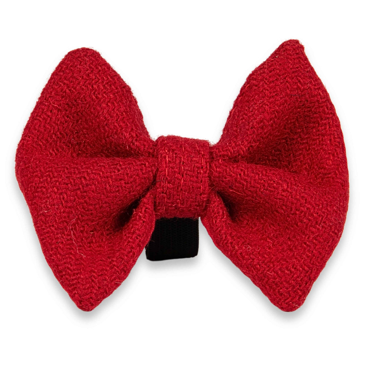 Simply Red Harris Tweed dog bow tie – handmade in bold red for standout style