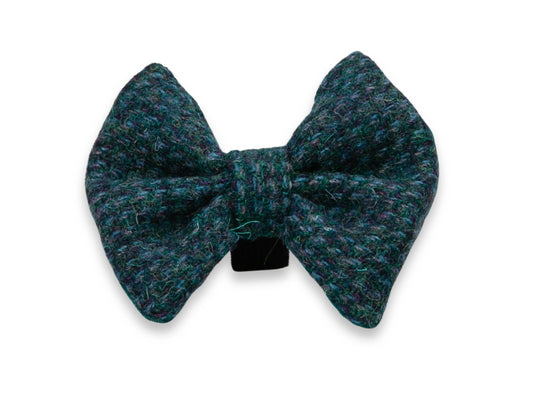 Teal with a touch of blue Harris Tweed dog bow tie – handmade and elegant
