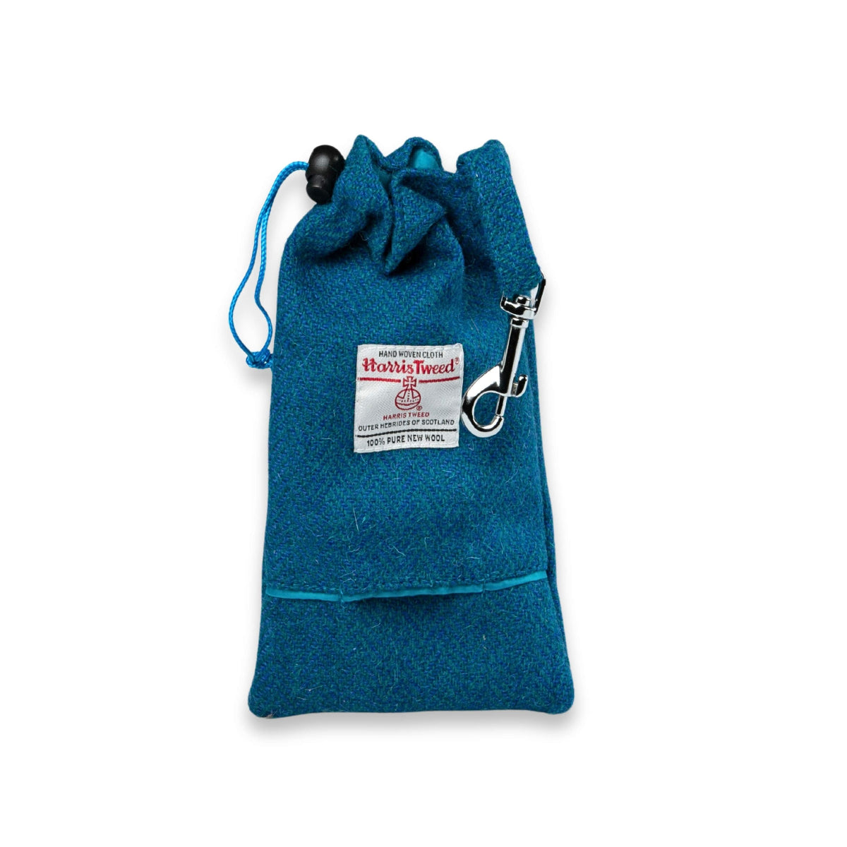Teal Fischgrät Harris Tweed Hund Leckerli Tasche mit Poop Bag Spender