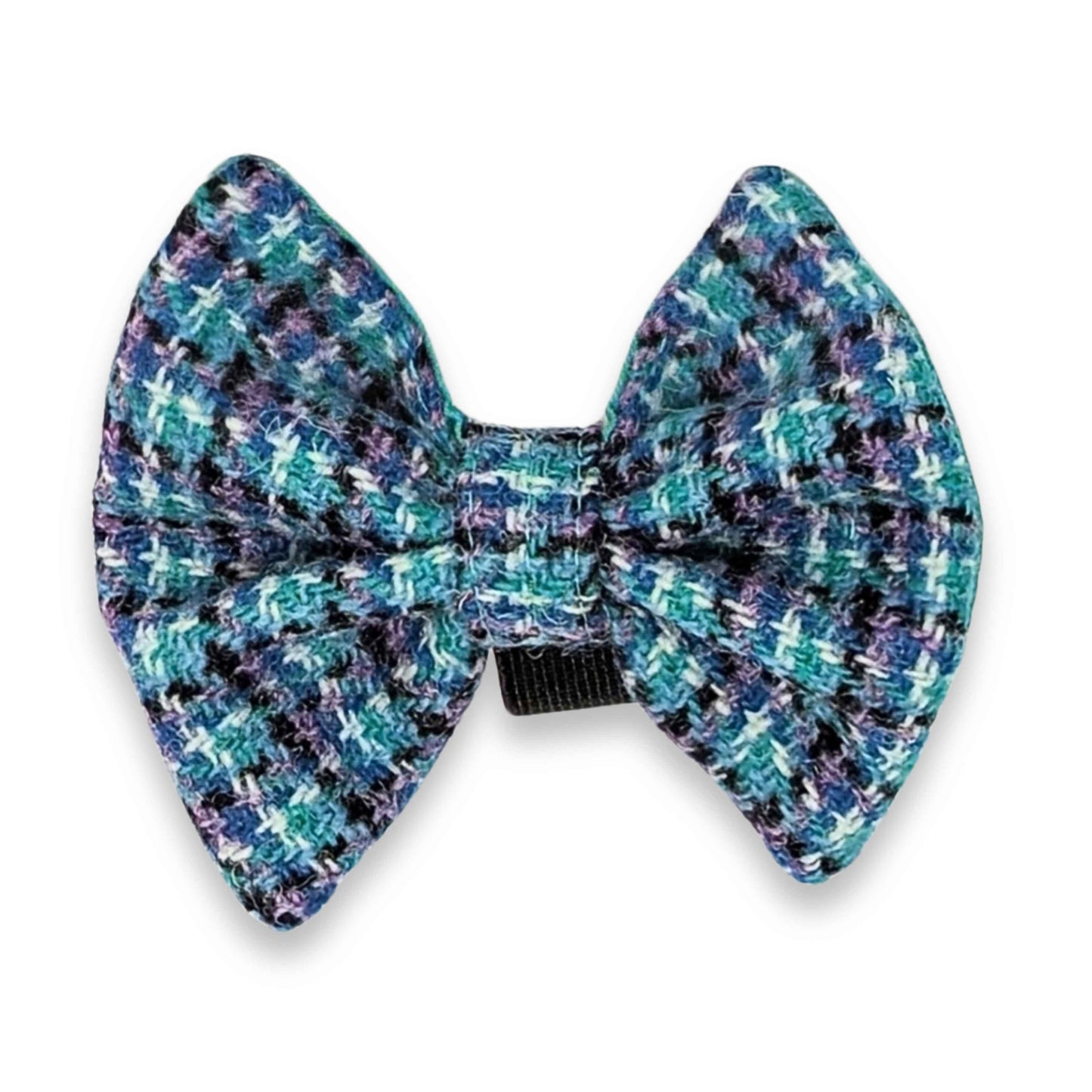Teal, lila & schwarz karierte Harris Tweed Hundefliege - gewagtes handgefertigtes Accessoire