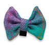 Teal & Lilac Check Luxury Harris Tweed Dog Bow Tie
